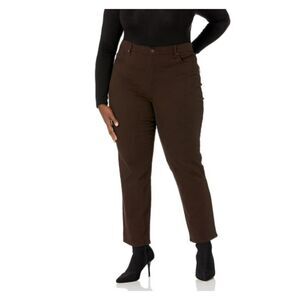 GLORIA VANDERBILT Womens Classic Amanda High Rise Tapered Jean Size:18 Brown